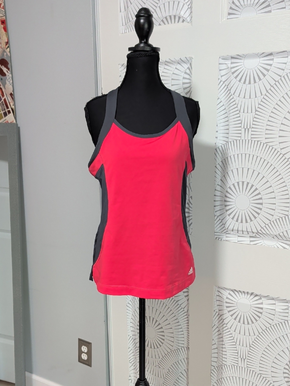 Adidas Red and Black Racerback Athletic Tank